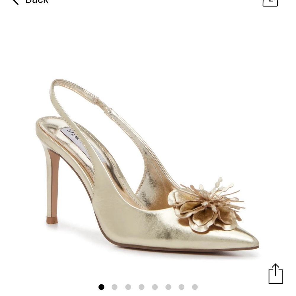 Steve Madden Gold Stiletto Heels with Floral Embellishment